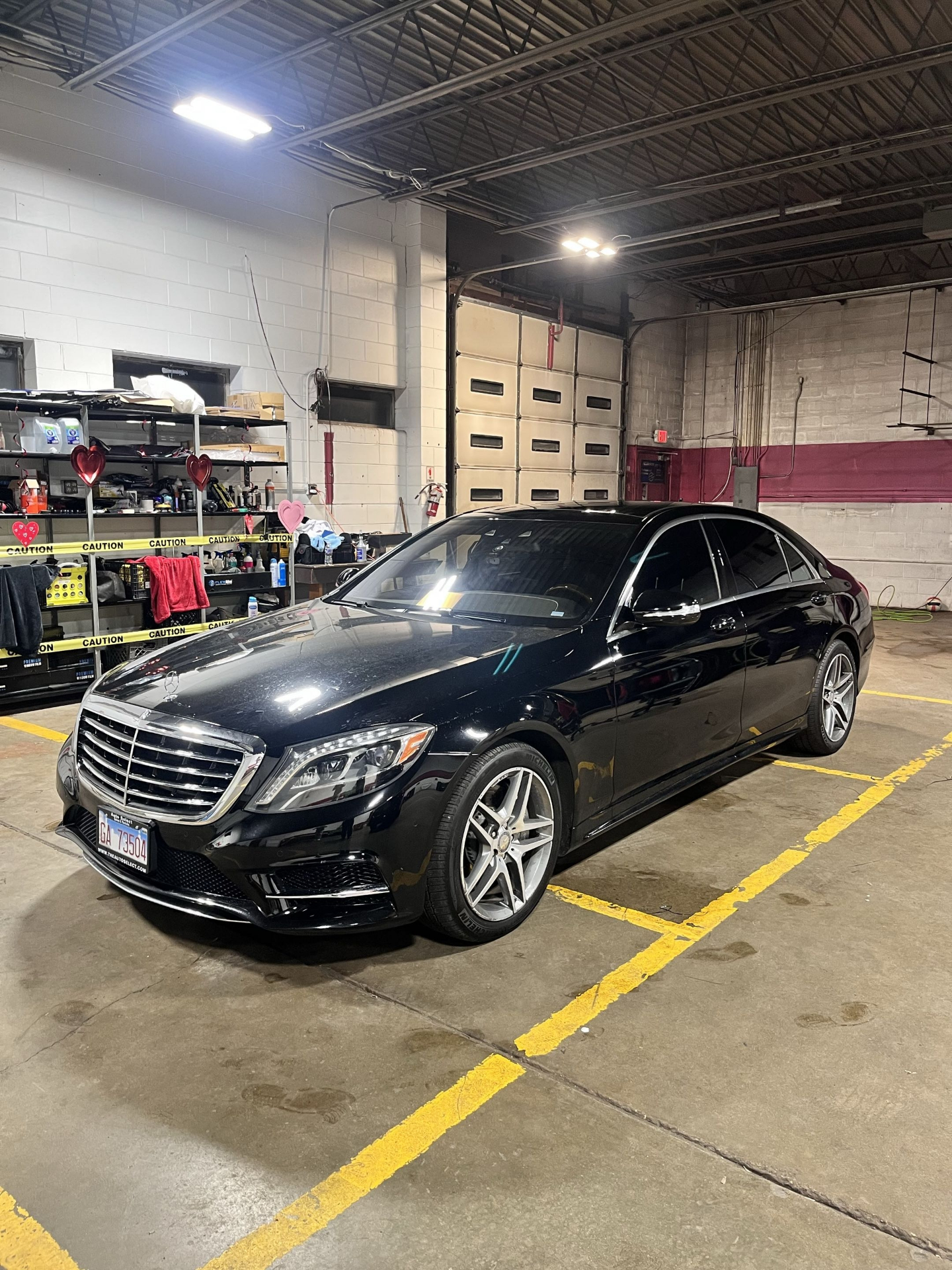 Black Mercedes-Benz S-Class sedan with ceramic window tint